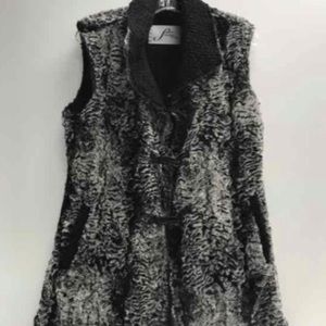 Luscious Womens Size L Faux Frenzi by Dena Button Up Faux Fur Vest
